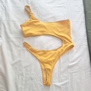 Matte Swim Collection Ribbed One Shoulder Monokini